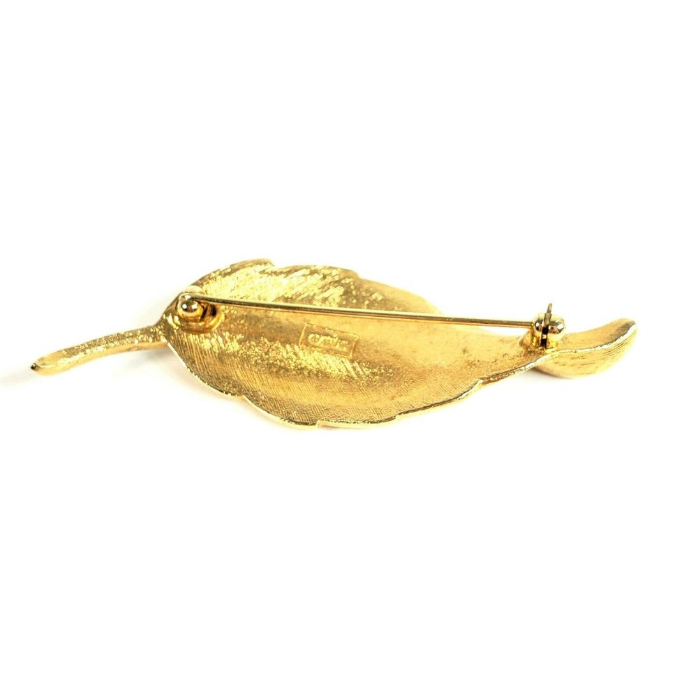 Vintage Avon Curled Leaf Brooch Graceful Leaf Gold - Picture 4 of 5